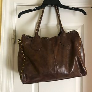 Faux leather studded bag